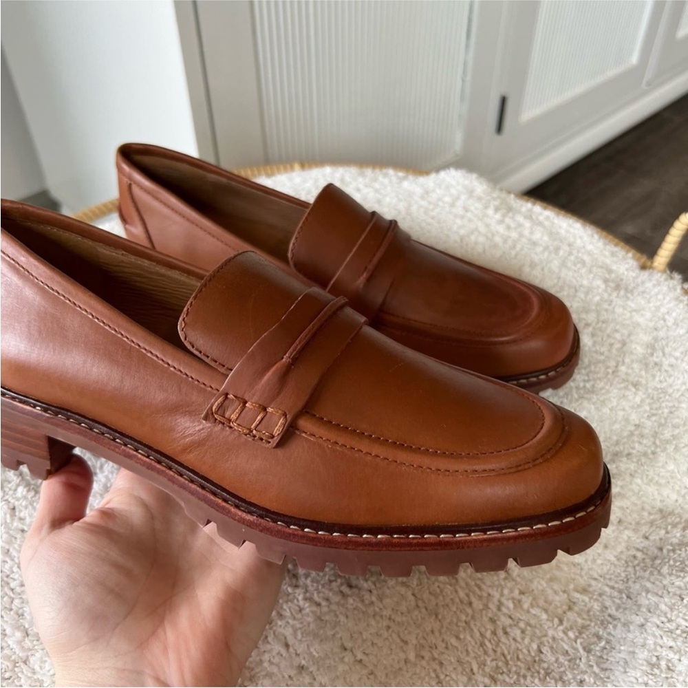 Madewell Brown Leather Lug Sole Penny Loafers - Picture 11 of 15